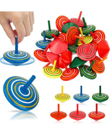 30 pieces of wooden circle for children colorful party toys gingerbread for children's birthdays and party bag fillers for children (random color) wooden roundabout