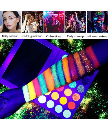 DE'LANCI Neon Eyeshadow Palette - Glow in the Dark, Blacklight UV Makeup, Matte & Glitter Shadows for Halloween - Buy Online on SooperMarket.com