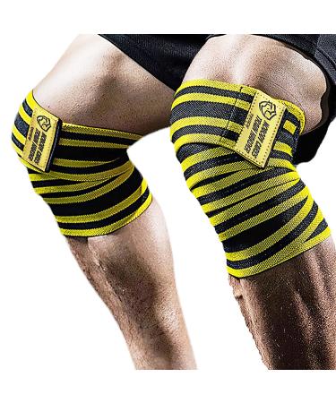 TAVIEW weightlifting Kneechoner (1-pair) 180cm elastic elastic elbow support & compression powerlifting fitness cross-training & gym workout yellow