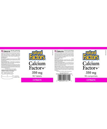 Natural Factors - Calcium Factor+ Citrate 350mg 90 Tablets - Buy Online on SooperMarket.com