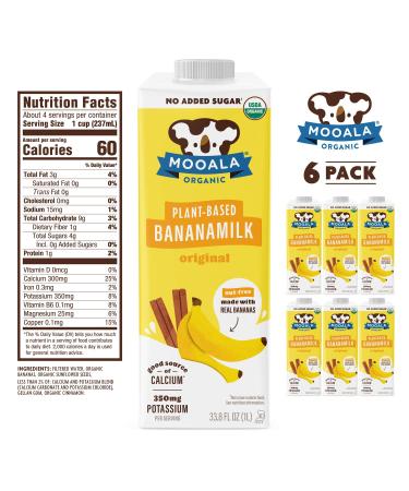 Mooala Organic Original Bananamilk 1L (Pack of 6) - Shelf-Stable Non-Dairy Plant-Based Beverage - Buy Online on SooperMarket.com
