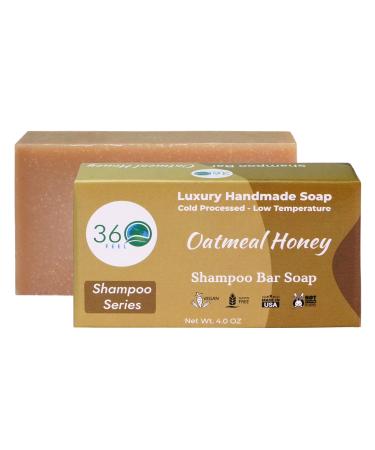 Oatmeal Honey Shampoo Bar Soap - Vegan Oatmeal Hair Bar: Handmade Growth Oils Prevents Loss & Flakes TSA-OK Gentle for All for Hair/Body/Beard