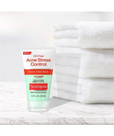 Neutrogena Oil-Free Acne Stress Control Power-Clear Facial Scrub - 2% Salicylic Acid Treatment - Exfoliating Daily Face Scrub for Acne-Prone Skin - 4.2 fl. oz - Buy Online on SooperMarket.com