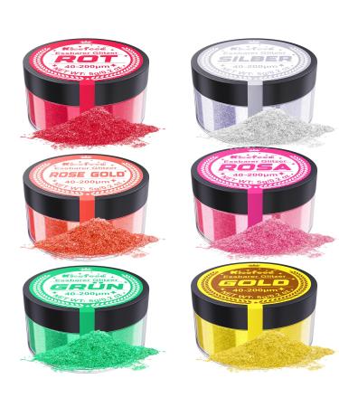 Edible glitter - kicofood 6 colors food color powder tasteless glitter powder food glitter for drinks fondant cupcakes cakes - 5G