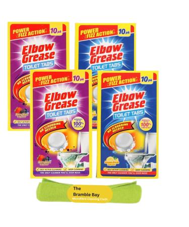 Toilet Cleaner Tablets bundle contains Berry Lemon Pack of 4 x 10s Total of 40s Tablets Microfibre Cloth