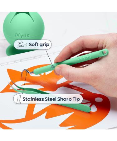 iVyne (8pcs) Premium Vinyl Weeding Tool Kit & Weeding Scrap Collector Soft Grip Tools with Berry  Weeder  Tweezers  Picker Or Hook  and Scraper Set for Silhouette Cameos & Cricut - Green Green 8pcs - Buy Online on SooperMarket.com