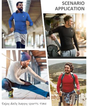 Runhit Men's Compression Long Sleeve Workout Shirts 3 Pack - Black/Red/Gray - Size Large - Buy Online on SooperMarket.com