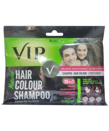 VIP NATURAL HAIR COLOUR SHAMPOO BLACK - 3 IN 1 SHAMPOO HAIR COLOUR CONDITIONER - 40ml