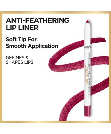 L'Oreal Paris Age Perfect Anti-Feathering Lip Liner - Burgundy | Long-Lasting Lipstick Base - Buy Online on SooperMarket.com