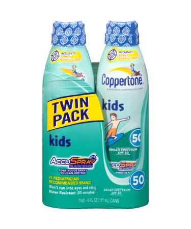 Coppertone Kids Continuous Spray SPF 50 6 Ounces (Twin Pack)