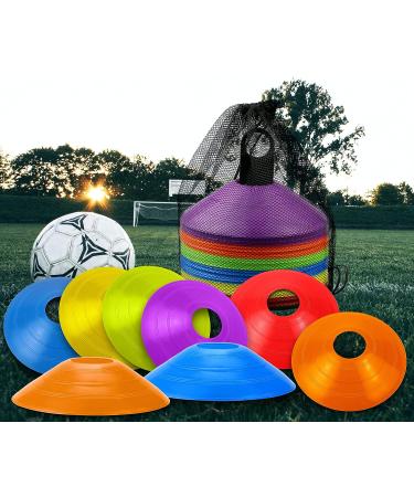 Faxco 60 Pcs Soccer Cones Set with Holder & Net Bag Field Marker for Football Training & Outdoor Games (6 Colors) - Buy Online on SooperMarket.com