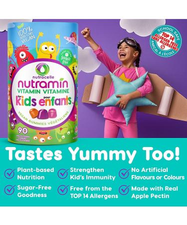 NUTRACELLE NUTRAMIN Children's Daily Vegan Multivitamin Gummies Vitamin C D2 & Zinc for Immunity Plant-Based Sugar-Free Nut-Free Gluten-Free with Biotin Vitamin A B B6 B12 +More 90 Ct (45 Day Supply) - Buy Online on SooperMarket.com