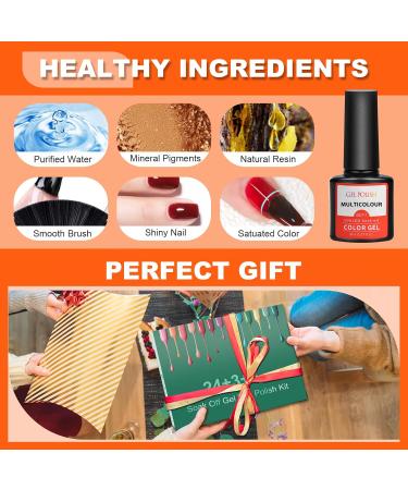 ERARROW 30 Pcs Gel Nail Polish Set Nail Polish 24 Colors Popular Nail Art Colors UV LED Soak Off Nail Gel Kit with Glossy & Matte Top Coat Base Coat and Painted Gel - Buy Online on SooperMarket.com
