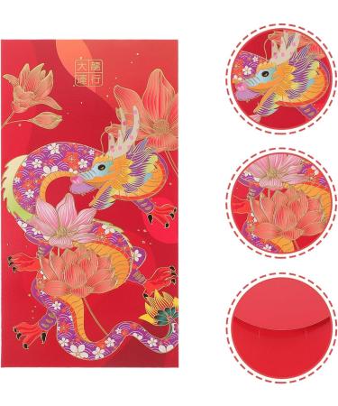 2024 Lunar Chinese New Year Red Envelopes 6pcs Spring Festival Hong Bao Red Pocket Cartoon Gold Raised Foil Dragon Lai See Lucky Money Envelopes - Buy Online on SooperMarket.com