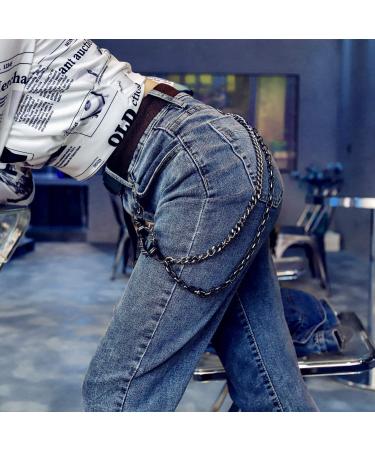 ARZASGO Unisex Heavy Duty Punk Chains for Pants - 2-Layer Hip Hop Trousers Jeans Chain with Lobster Clasps - Multi-layer Belt Chains for Wallet Keys - Buy Online on SooperMarket.com
