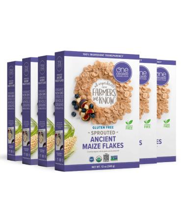 One Degree Organic Foods Sprouted Ancient Maize Flakes, USDA Organic, Non-GMO Gluten Free Cereal, 12 oz., 6 pack Ancient Maize Flakes 12 Ounce (Pack of 6)