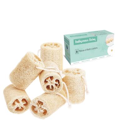 Natural Loofah Sponge - Large Exfoliating Body Scrubbers - Premium Eco Friendly Bath Shower for Skin Care - Bath Spa Shower - for Face Back and Body - 6 Reusable Scrubbers for Gift Six Natural Bath Scrubbers