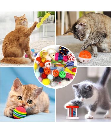 QUOZUO Cat Toys Kitten Toys Assortments 32 Packs Interactive Cat Toy Variety Pack for Kitty Cat Wand toy Cat Crinkle Balls with Bells Cat Spring Toy Catnip Toys for Indoor Cats Kittens - Buy Online on SooperMarket.com