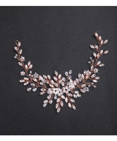 Bride Wedding Crystal Hair Vine Headband with Hairpins - Rose Gold - Buy Online on SooperMarket.com