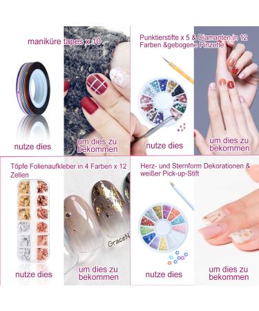 50-Piece Gel Nails Accessories Kit: Nail Art Brushes Foil Stickers Manicure Tapes & More International Shipping Available - Buy Online on SooperMarket.com
