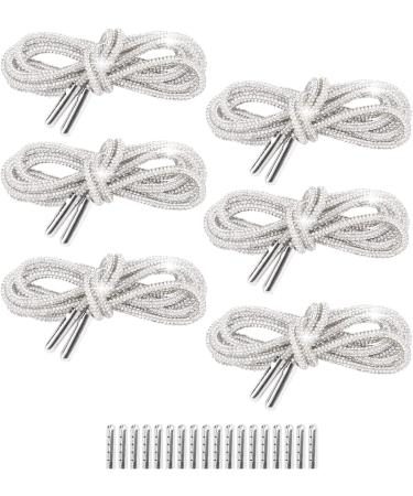 Rhinestone Shoe Laces Set with Metal Tips - 5.47 Yards Glitter Cords for DIY Hoodie, Pants, Hats (Silver) - Buy Online on SooperMarket.com