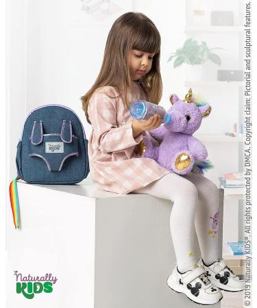 Naturally KIDS Small Unicorn Backpack for 3-4 Year Old Girls - Purple Toddler Backpack with Stuffed Animal - Perfect Gift for Girls - Includes Pockets & Reflective Logo - Buy Online on SooperMarket.com
