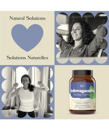Organic Ashwagandha Capsules - 100 Capsules 500mg Pure Ashwagandha Stress Mood & Energy Support Supplement - Buy Online on SooperMarket.com