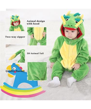 Doladola Unisex Baby Dragon Romper | Hooded Cartoon Animal Jumpsuit for Infants 0-3 Months - Buy Online on SooperMarket.com