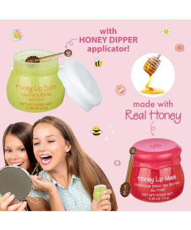 Expressions Honey Lip Balm & Lip Mask Set - 2pc Non-Toxic Lip Care Gift for Girls | Real Honey Jar with Dipper | Moisturizing Lip Gloss - Buy Online on SooperMarket.com