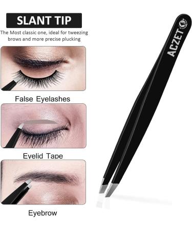 Professional Stainless Steel Eyebrow Tweezers for Precision Plucking and Ingrown Hair Removal - Black - Buy Online on SooperMarket.com