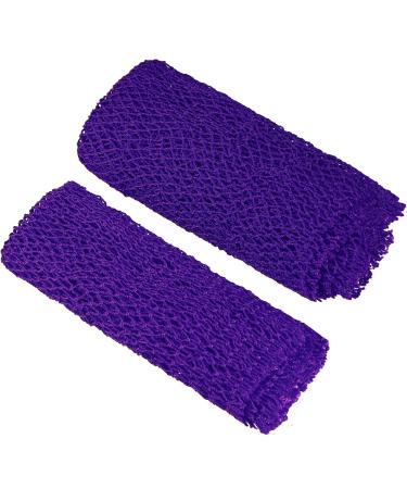 2 Pieces African Net Bath Sponge African Exfoliating Long Body Scrubber Tight Weave Beauty Skin Smoother Tower Bath Cloth Porous Stretches Back Washcloths for Daily Use or Stocking Stuffer (Purple)