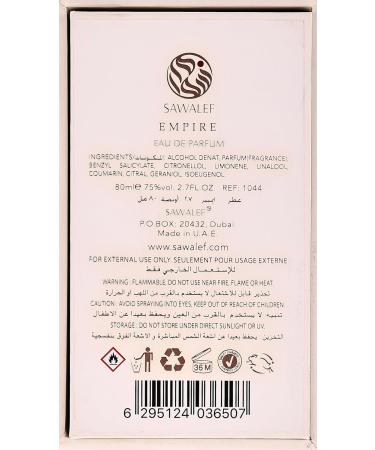 EMPIRE Eau de Parfum 80 mL from the SAWALEF Boutique Range | Vanilla Sandalwood and Soft Leather | Long Lasting with Intense Sillage | Cologne for Men and Perfume for Women | by Swiss Arabian Oud - Buy Online on SooperMarket.com