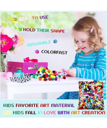 2000 Pcs 1 Inch Assorted Pom Poms with 220 Self Adhesive Googly Eyes - Multi Colors for DIY Crafts - Buy Online on SooperMarket.com