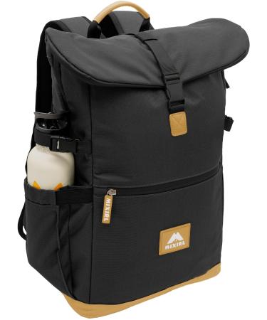 Mixirl baby diaper backpack stylish diaper bag with diaper pad |Rolltop backpack large & stroller attachment on the go - ideal for every mom black