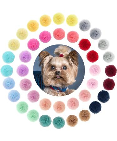 Qearl 48 Pcs Colored Ball Dog Ties Small Dog Bows - Pet Grooming Hair Accessories for Puppy & Cat - Buy Online on SooperMarket.com