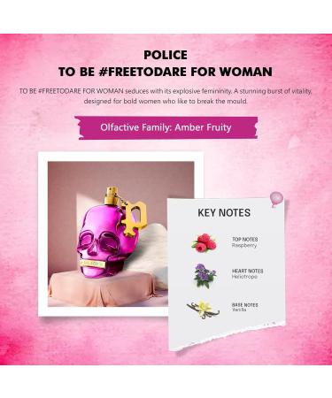 Police TO BE #FREETODARE WOMAN - 4.2 oz EDT Spray - Sensual and Explosive Vanilla Perfume - Body Spray for Women - Long Lasting Amber and Fruity Scent - Designed for Bold Women - Buy Online on SooperMarket.com