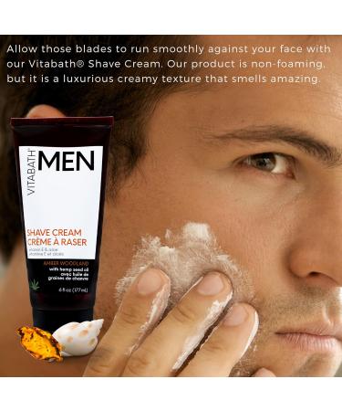 Vitabath Men's Amber Woodland Shave Cream - Super Slick Shaving Razor Burn Protection & Skin Moisturizer - Gluten-Free & Cruelty-Free - 6 fl oz - Buy Online on SooperMarket.com
