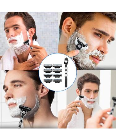 8Pcs Razor Blades Refills with 1 Handle Razors for Mach 3 Blades Replacement Blade with Double Lubrication Strip Compatible with Mach 3 Handles Shaving Manual Shaver Blade Men Father Boyfriend - Buy Online on SooperMarket.com