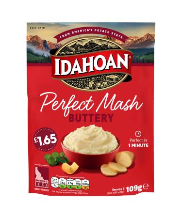 Idahoan Perfect Mash - 8 Sachets Inside - 109g Each - Instant Mash Potato Perfect in 1 Minute Product of USA (Buttery)
