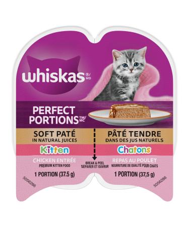 WHISKAS Perfect Portions Kitten Wet Cat Food Pat - Chicken Entr e 75g (24Pack) Pat Kitten 75 g (Pack of 24)