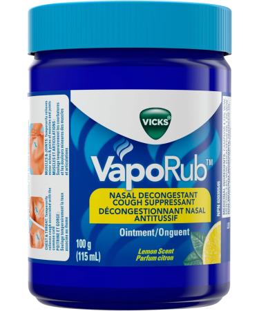 Vicks VapoRub Nasal Decongestant Cough Suppressant Relief from Cold Aches & Pains Chest Rub Ointment Lemon scent 100 g/115 mL 115 mL Lemon - Buy Online on SooperMarket.com