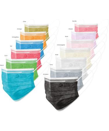 Curt Maria Medical 50-Pack 3-Layer Face Masks Made in Germany - Disposable Orange Mouth Protection with Ear Loops for International Shipping - Buy Online on SooperMarket.com