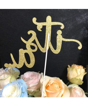 Glitter Double Sided Gold Gender Reveal Cake Topper - Boy or Girl Baby Party Decor - Buy Online on SooperMarket.com