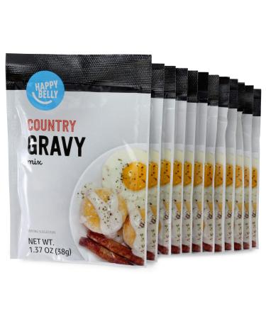 Amazon Brand - Happy Belly Country Gravy Mix, 1.37 Oz (Pack of 12)
