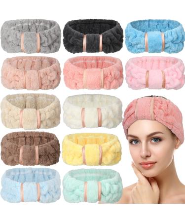 Zhehao 12 Pcs Spa Headband Microfiber Facial Headbands Elastic Makeup Headband Hair Band for Washing Face Skincare Headband Head Wrap for Women Girls Face Washing Shower Yoga Sports  12 Colors