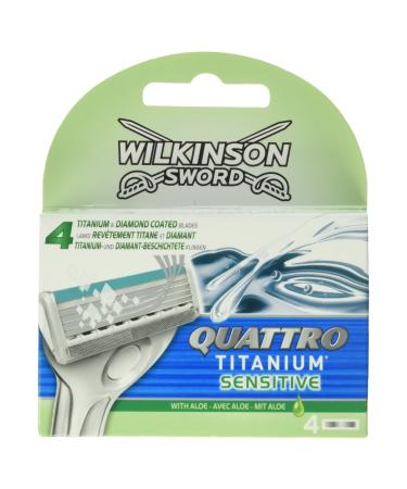 Wilkinson Sword Quattro Titanium Sensitive Razor Blades for Men's Razors 4 Pieces