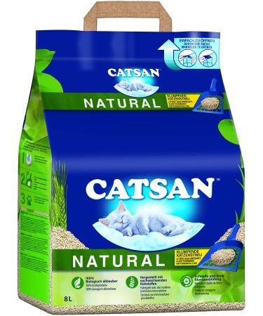 CATSAN Natural Compostable clumping litter for cats made from 100% plant fibres Biodegradable Bag (1 x 8 litres) 8l