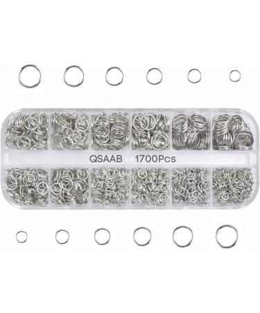 QSAAB Easy Open Jump Rings for Jewelry Making 1700 pcs 4mm to 10mm storage box with 12 separate compartments for each size  Silver jump rings for keychains  Earring  Necklace(4mm 5mm 6mm 7mm 8mm 10mm)