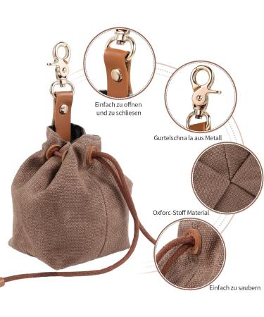 Newofview Dog Treats & Storage Bags - Canvas Dog Food Storage with Clip Buckle for Training - Premium Brown Dog Treats - Buy Online on SooperMarket.com