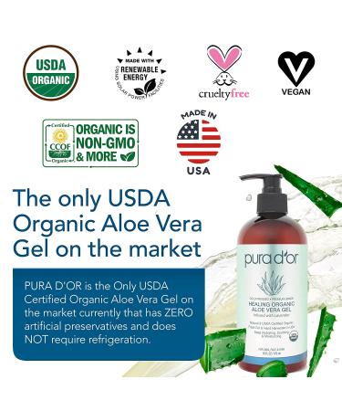 PURA D'OR Organic Aloe Vera Gel Lavender (16oz 3-PACK) - Natural Deep Hydration for Skin & Hair - Sunburn, Bug Bites, Eczema Relief - No Artificial Preservatives - Buy Online on SooperMarket.com